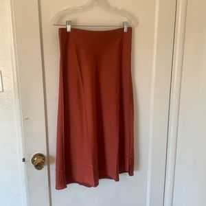 JCrew rust silk slip skirt